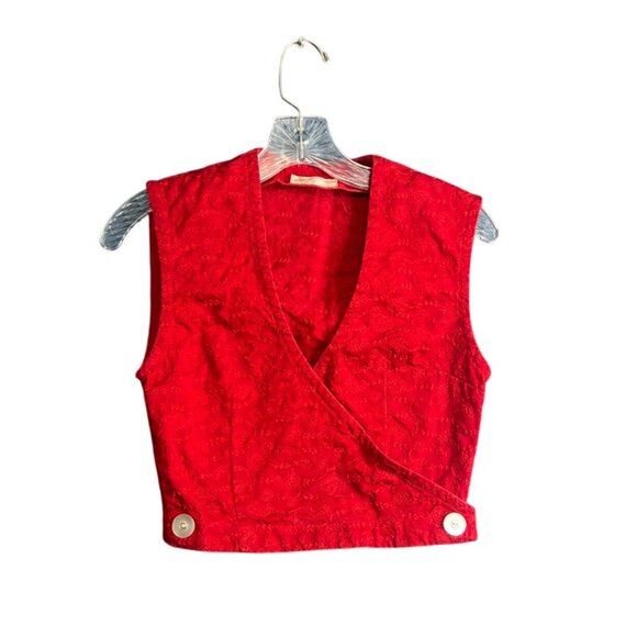 Vintage Red Embroidered Vest Top Size XS - Picture 5 of 5